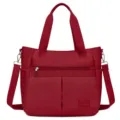 Elegante borsa tote grande in nylon rosso da donna con tasche multiple funzionali - 8 / Rosso