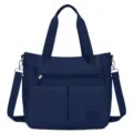 Borsa a tracolla casual in nylon blu scuro con grande capacità per donna - 8 / Blu