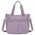 Große lavendelfarbene Nylon-Schultertasche Handtasche mit verstellbarem Gurt für Damen - 8 / Lotuswurzelviolett