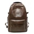 Mochila grande de cuero sintético marrón vintage para viajes al aire libre y uso diario - Marrón