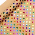 Premium kraft gift wrapping paper roll featuring rainbow metallic foil polka dots - Birthday Series - Gold Circles / 0.43*3m