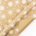 Brown Kraft Christmas gift wrapping paper roll with white snowflake and star patterns - Snowflake