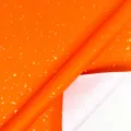 Hochwertige orangefarbene Geschenkpapierrolle mit Goldfolien-Glitzer und Gitterlinien - Hermes Orange Sternenhimme / 3 Meter Lang