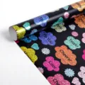 Schwarze Laser-Geschenkpapierrolle mit bunten und glitzernden Sprechblasenmustern - Blasensegen (5754679920605) / 3m Rolle
