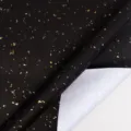 Elegantes schwarzes Geschenkpapier mit Gold- und Silberfolie und Raster auf der Rückseite - Ebenholz Sternenreich