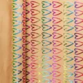 Eco-friendly brown kraft gift wrapping paper with vibrant rainbow metallic heart patterns - Convex Heart / 43x300cm