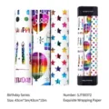 Buntes Geburtstagsgeschenkpapier mit Heißprägung, Luftballon- und Sternenmustern - Set 3