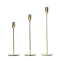 Lot de trois bougeoirs fins élégants en fer doré de différentes hauteurs pour dîners romantiques. - Ensemble de 3 pièces / Argent