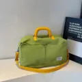 Large capacity green foldable travel bag with yellow handles for fitness and short trips - One Size / Fruit Green