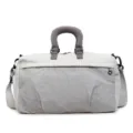 Large capacity lightweight travel duffel bag in white and gray grid design - Gray