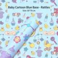 Cartoon baby gift wrapping paper with blue rattle pattern, size 50x70cm - Bear (Blue Base) / 50x70cm