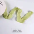 Matcha green wavy fish tail gauze ribbon for flower and gift packaging, 2.5cm width - 9 Meters Long / Matcha Green