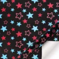 Papel de regalo negro con patrones de estrellas rojas y azules para cumpleaños y festejos - Estrella de cinco puntas / 50x70cm
