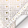 Carta regalo bianca e oro con scritte LOVE forever wedding per feste - Motivo LOVE Stampa a caldo / 50x70cm