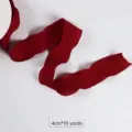 4cm burgundy wavy edge fishtail yarn ribbon for gift and flower bouquet packaging, 10 yards - 9 Meters Long / Burgundy