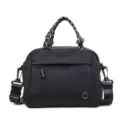 Borsa a mano a tracolla in nylon nero con manici in corda intrecciata - Stile Tracolla a Mano (193) / Taglia L / Nero