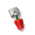 Detailed macro view of a 3D red pepper alloy charm for creative DIY jewelry crafts - Simulation Red Chili Style (9)