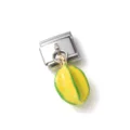 Close-up of a realistic miniature starfruit charm with a metal link base for DIY jewelry. - Simulation Starfruit Style (12) / Yellow-Green