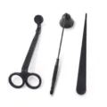 Kit de cuidado de velas de 3 piezas en acero inoxidable negro mate con tijeras - Juego de 3 Piezas Apagavelas Trompeta / Negro