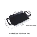 Modern black medium size rectangular stainless steel serving tray with dual handles - Double Ear Tray / Black Medium (28*15.3)