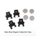 Juego de 4 pesas magnéticas para mantel con forma de oso negro e imanes redondos inox - Oso Estilo A / Paquete de 4 / Negro