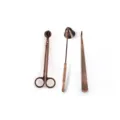 Set de cuidado de velas en bronce con cortamechas, apagavelas y gancho de acero inox - Bronze 3-Piece Set / Bolsa de polietileno