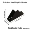 Black stainless steel napkin holder with creative twin-peak design for table use - Double Peak / Black