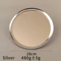 Plateau rond en acier inoxydable argenté 28 cm pour fruits ou bijoux rangement - 28cm / Argent