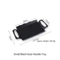 Black small stainless steel rectangular tray with double handles for food serving - Double Ear Tray / Black Small (22.3*12)