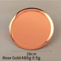 Plateau rond de 28cm en acier inoxydable, finition or rose pour rangement de bijoux - 28cm / Or rose