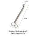 Dochttrimmer aus mattem Edelstahl mit Maßangaben, 18 cm Gesamtlänge für Kerzen - Polierter Rundkopf / Silber