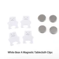 Pesas magnéticas para mantel de acero inoxidable con diseño de oso blanco elegante - Oso Estilo A / Paquete de 4 / Blanco