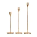 Set van 3 gouden ijzeren kaarshouders in verschillende hoogtes voor een mooi diner - Set van 3 stuks / Champagnegoud