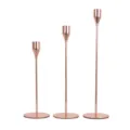 Set van 3 elegante roségouden ijzeren kandelaars in verschillende hoogtes voor diners - Set van 3 stuks / Roségoud
