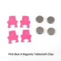 Juego de cuatro pesas magnéticas para mantel con forma de oso rosa y clips de metal - Oso Estilo A / Paquete de 4 / Rosa