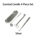 Juego de cuidado de velas de acero inoxidable de 4 piezas en plata con cortador - Juego de Cuatro Piezas (akw4T1) / Plata Cromada