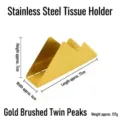 Gold brushed stainless steel napkin holder with creative mountain peak design for tables. - Double Peak / Gold