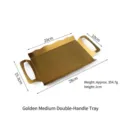 Goldenes rechteckiges Serviertablett aus Edelstahl mit zwei Griffen für die Küche deko - M / 28x15.3cm / Gold