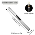 Accendino a gas lungo ricaricabile argento per candele e fornelli della cucina - 17.5cm Standard / Argento