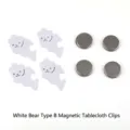 Pesas magnéticas para manteles con diseño de oso blanco e imanes redondos plata - Oso Estilo B / Paquete de 4 / Blanco