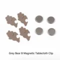 Juego de pesas magnéticas para mantel de acero inoxidable con forma de oso gris - Oso Estilo B / Paquete de 4 / Gris