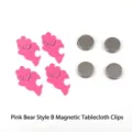 Pesas magnéticas para mantel con forma de oso rosa para mesas de comedor interior y exterior - Oso Estilo B / Paquete de 4 / Rosa