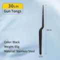 Professional 30cm black stainless steel gun-style BBQ food tweezers for plating and grilling - Black 30cm Offset/Gun Style BBQ Plating Tongs
