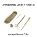 Set di 4 accessori per candele in acciaio inossidabile bronzo antico con vassoio - Set da Quattro Pezzi (akw4T1) / Bronzo Antico