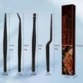 Professional black stainless steel BBQ tongs set with specific size and weight data - 25cm Black Plating Tongs 4-Piece Set (Color Box)