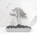 Creatieve roestvrijstalen muggenspiraalhouder met boom- en hertensilhouetontwerp - 14.5*4*14cm / Zilver
