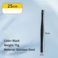Professional 25cm black stainless steel BBQ tongs for plating and buffet service - Black 25cm Round Tip BBQ Plating Tongs