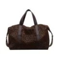 Grande borsa da viaggio tote con stampa leopardata vintage e manici marroni - 9 / leopardo marrone