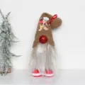Handgefertigter Weihnachtswichtel mit braunem Plüschhut und weißem Bart Deko - Lebkuchenmann Plüschtier