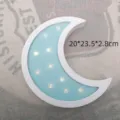 Decorative blue wooden crescent moon LED night light lamp for nursery, 20x23.5x2.8cm - Blue Moon